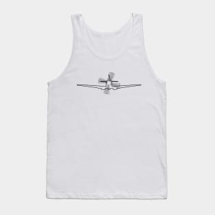 Vintage Supermarine Spitfire fighter aircraft in flight outline graphic (black) Tank Top